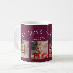 We Love You Grandma 4-Photo Cranberry Coffee Mug