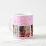 We Love You Grandma 4-Photo Orange Pink Coffee Mug<br><div class="desc">Perfect gift for a grandmother on mother's day or birthday featuring a text on a curved line that says "we love you grandma" with 4 photos on the bottom half. The color is orange and pink.</div>