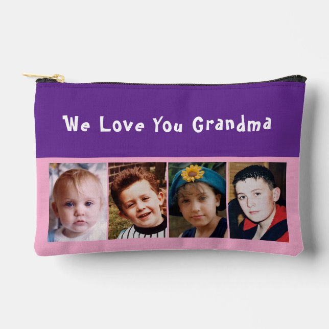 We love you grandma 4 photo pink purple accessory pouch (Front)