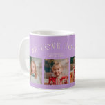 We Love You Grandma 4-Photo Wisteria Coffee Mug<br><div class="desc">Perfect gift for a grandmother on mother's day or birthday featuring a text on a curved line that says "we love you grandma" with 4 photos on the bottom half. The color is wisteria and lemon yellow.</div>
