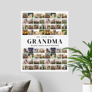 We Love You Grandma 64 Photo Collage Poster