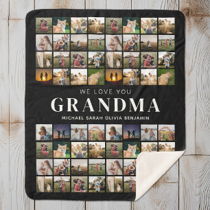 We Love You Grandma 64 Photo Collage Sherpa Blanket