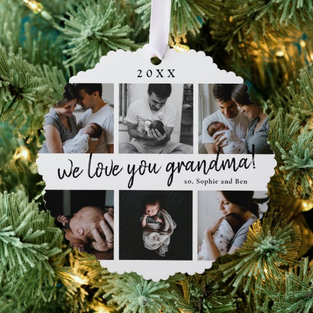 We love you grandma 6 photo collage tree decoration card (Insitu (Tree))