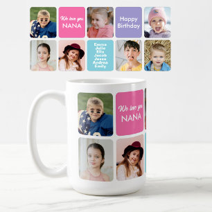 We Love You Grandma 7 Grandkids Custom Photo Coffe Coffee Mug
