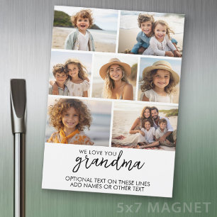 We Love You Grandma 7 Photo Collage Modern Magnet
