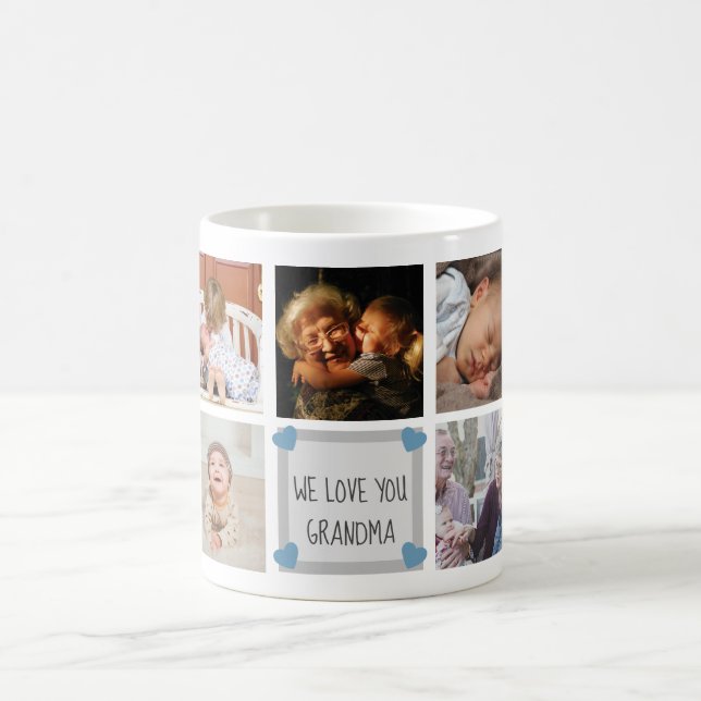 We love you grandma custom family photo collage coffee mug (Center)
