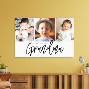 We love you Grandma Custom Grandchildren photos Canvas Print