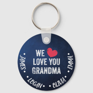 We love you Grandma, Custom Names Key Ring