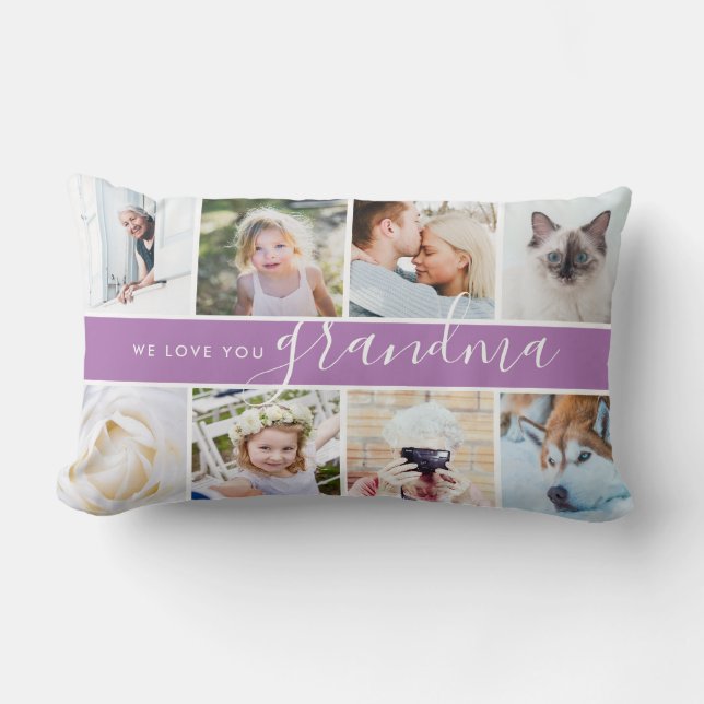 We love you Grandma! Custom Photo Gift Lumbar Cushion (Front)