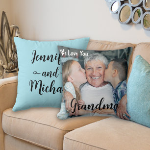 We Love You Grandma Custom Photo Mother's Day Cushion