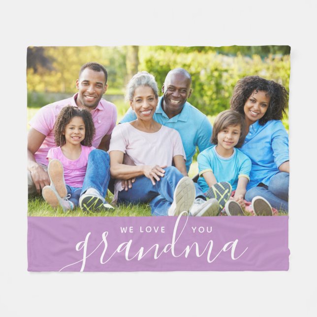 We Love You Grandma Custom Photo Mother's Day Gift Fleece Blanket (Front (Horizontal))