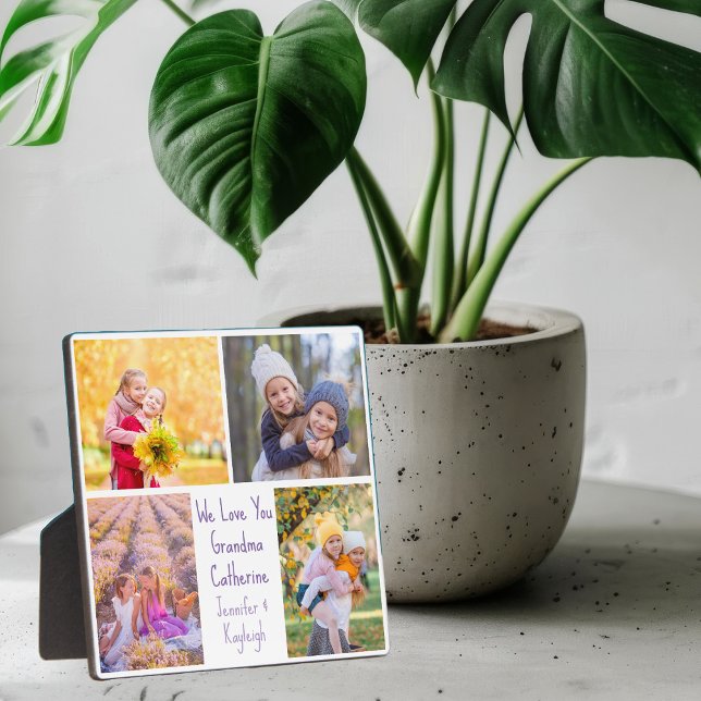 We Love You Grandma Cute Custom Kids Collage Photo Plaque (Creator Uploaded)
