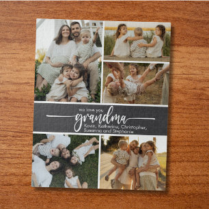 We Love You Grandma Family 5 Photo Collage Jigsaw Puzzle