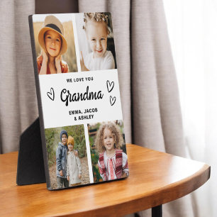 We Love You Grandma Family Modern Photo Collage Plaque