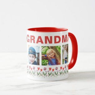 We love you Grandma Flowers 5 Photos Keepsake Mug