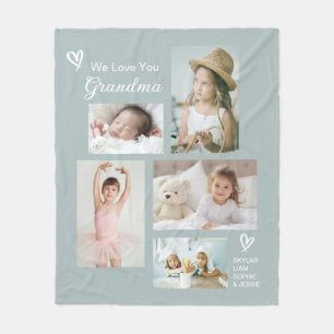 We Love You Grandma Grandkids Photo Collage Fleece Blanket
