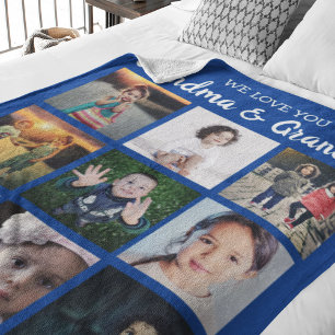 We Love You Grandma & Grandpa Photo Collage Fleece Blanket