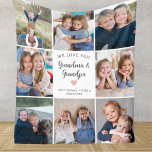 We Love You Grandma Grandpa Photo Collage Modern Fleece Blanket<br><div class="desc">This white personalised "We love you Grandma & Grandpa" 8-photo collage blanket features a simple heart, accompanied by elegant handwritten script typography and the name of beloved grandchildren. An ideal and heartwarming gift for your grandparents on special occasions like Grandparents day, Anniversary, Christmas, or birthdays. Customise it with photos of...</div>