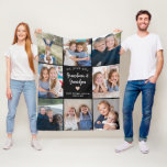 We Love You Grandma Grandpa Photo Collage Modern  Fleece Blanket<br><div class="desc">This black personalised "We love you Grandma & Grandpa" 8-photo collage blanket features a simple heart, accompanied by elegant handwritten script typography and the name of beloved grandchildren. An ideal and heartwarming gift for your grandparents on special occasions like Grandparents day, Anniversary, Christmas, or birthdays. Customise it with photos of...</div>
