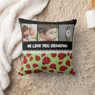we love you grandma ladybug photo collage cushion