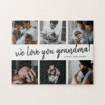 We Love You Grandma Modern 6 Photo Mother's Jigsaw Puzzle<br><div class="desc">A simple yet bold photo Grandparents Day puzzle with 6 photos and we love you grandma editable text.</div>