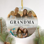 We Love You Grandma Personalised 2 Photo Ceramic Tree Decoration<br><div class="desc">Say we love you to grandma this holiday season with a personalised Christmas gift ornament featuring 2 of your favourite photos and grandchildren kids names. All text in this design is editable so you can add your own message or text. Available in a variety colours,  styles and products.</div>