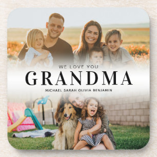 We Love You Grandma Personalised 2 Photo Coaster