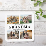 We Love You Grandma Personalised 4 Photo Collage Coaster<br><div class="desc">Say we love you to grandma with a personalised gift coasters featuring 4 of your favourite photos and grandchildren kids names. All text in this design is editable so you can add your own message or text. Available in a variety colours,  styles and products.</div>