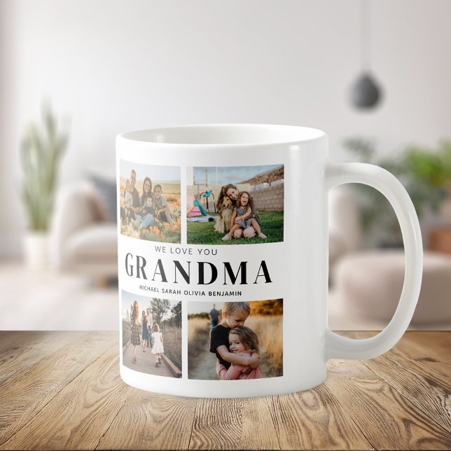 We Love You Grandma Personalised 4 Photo Collage Coffee Mug (Creator Uploaded)