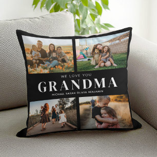We Love You Grandma Personalised 4 Photo Collage Cushion