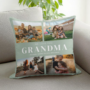 We Love You Grandma Personalised 4 Photo Collage Cushion