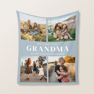 We Love You Grandma Personalised 4 Photo Collage Fleece Blanket
