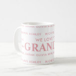We Love You Grandma Personalised Kids Names Coffee Mug<br><div class="desc">Say we love you to grandma this holiday season with a personalised Christmas gift mug featuring grandchildren kids names. All text in this design is editable so you can add your own message or text. Available in a variety colours,  styles and products.</div>