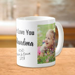 We Love You Grandma Personalized Photo & Names Coffee Mug<br><div class="desc">Celebrate Grandma with this custom photo design. You can add two photos of a grandchild or grandchildren, personalize the expression to "I Love You" or "We Love You, " and personalize whether she is called "Grandma, " "Nana, " "Mom Mom, " etc. You can also add the grandchild's or grandchildren's...</div>