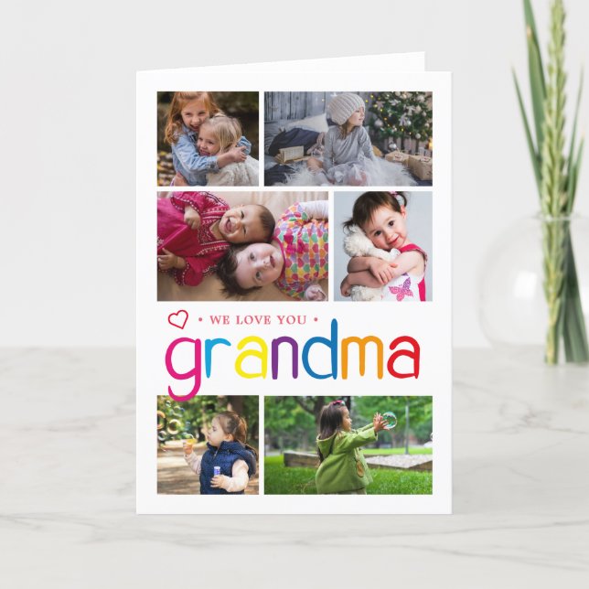 We Love You Grandma Photo Collage Card (Front)