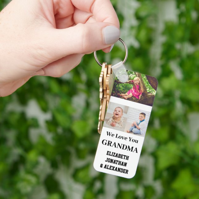 We Love You Grandma Photo Collage Key Ring (Hand)