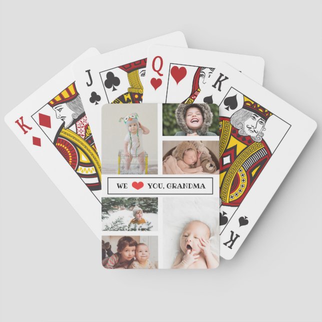 We Love You Grandma Photo Collage Playing Cards (Back)