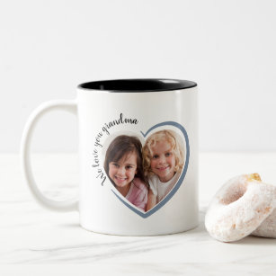 We Love You Grandma Photo Heart Two-Tone Coffee Mug