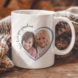 We Love You Grandma Photo Heart Magic Mug