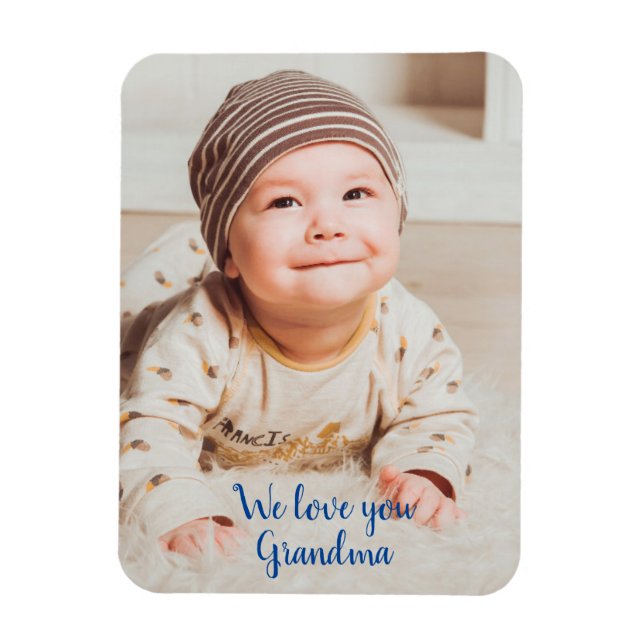 We Love You Grandma Photograph with Typography Mag Magnet (Vertical)