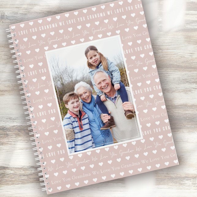 We Love You Grandma Pink Hearts Photo  Notebook (Creator Uploaded)