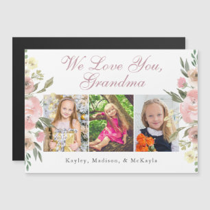 We Love You Grandma Pretty Photo Magnetic Card
