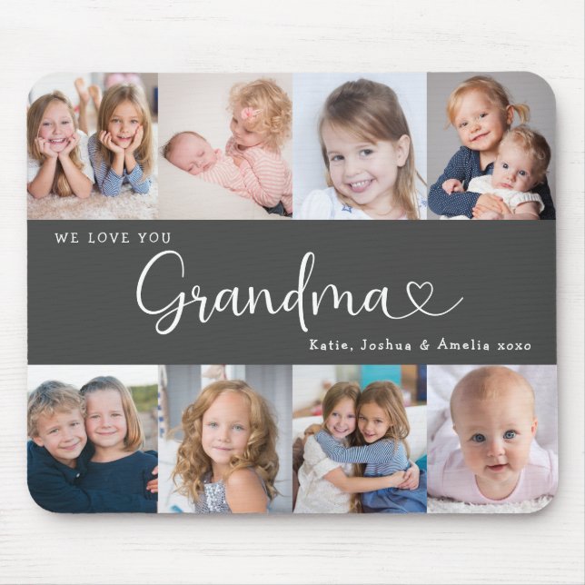 We Love you Grandma Script 8 Photo Modern Mouse Mat (Front)