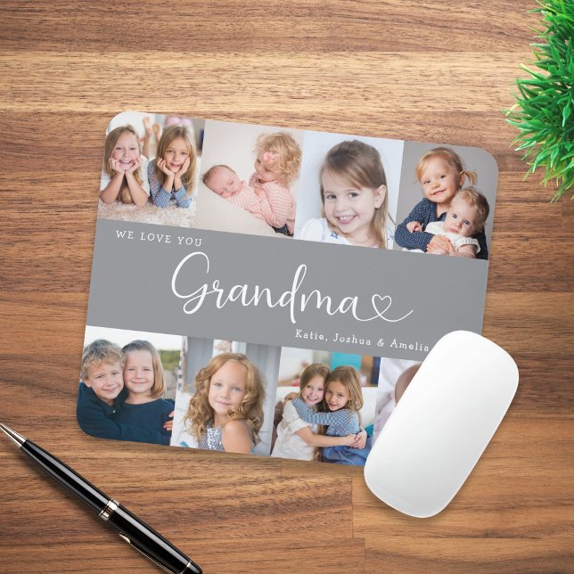 We Love you Grandma Script 8 Photo Modern Mouse Mat (Creator Uploaded)