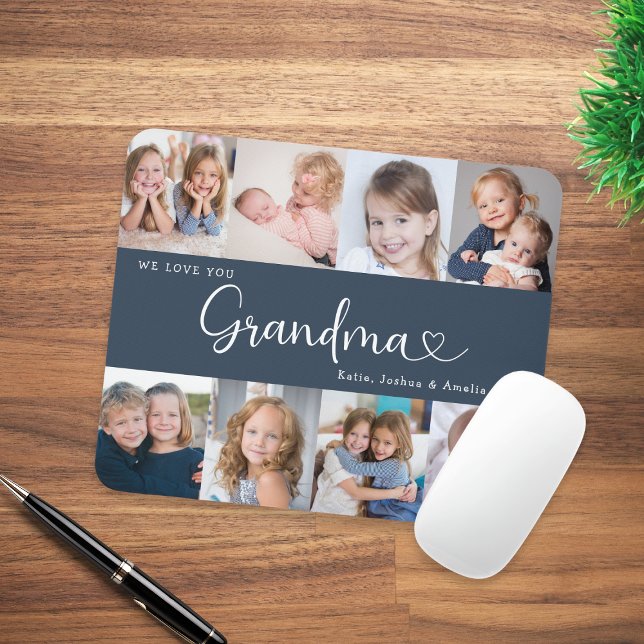 We Love you Grandma Script 8 Photo Modern Mouse Mat (Creator Uploaded)