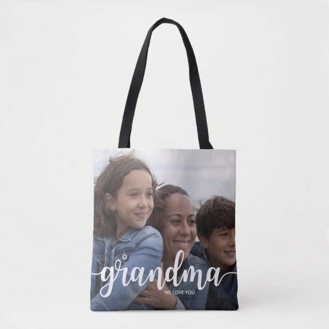 We Love You Grandma | Two Full Bleed Photos Tote Bag (Front)
