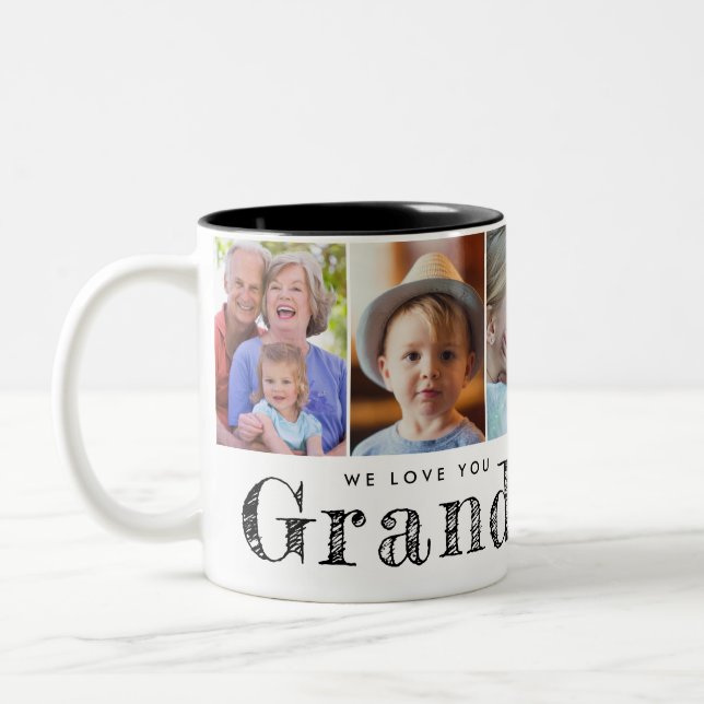 We love you Grandmother Grandchildren photos Two-Tone Coffee Mug (Left)