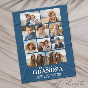 We Love You Grandpa - 10 Photo Collage - Modern Fleece Blanket