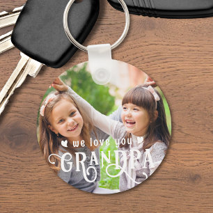 We Love You Grandpa 1-2 Photos Custom Colour Key Ring