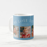 We Love You Grandpa 4-Photo Denim Blue Coffee Mug<br><div class="desc">Perfect gift for a grandfather on mother's day or birthday featuring a text on a curved line that says "we love you grandpa" with 4 photos on the bottom half. The color is denim blue.</div>
